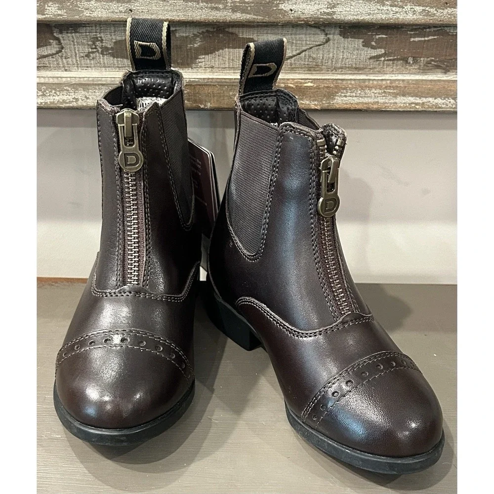 Dublin Kids Foundation Zip Paddock Boots II Brown Leather Equestrian‎ Boot Sz 11